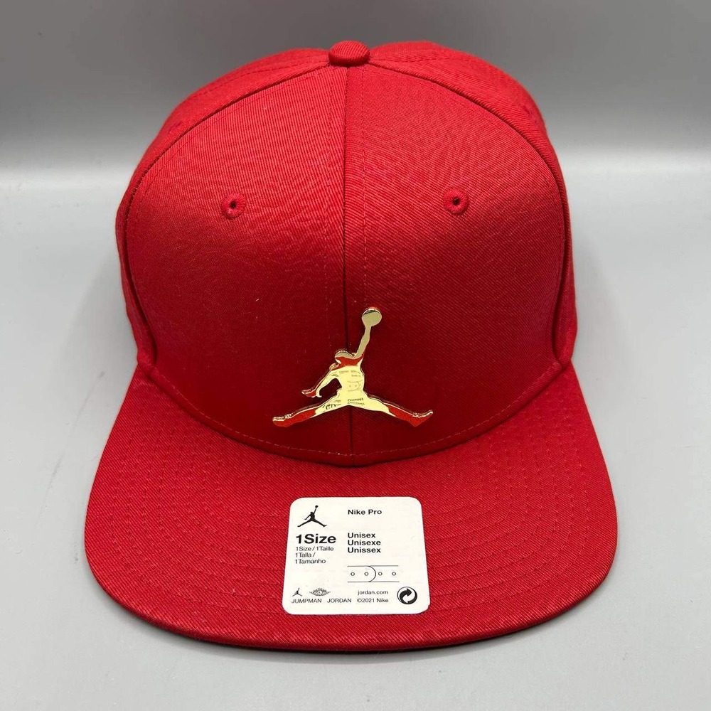Air Jordan Hat Men Red Cement Elephant Gold Metal Jumpman Snap Back Cap New